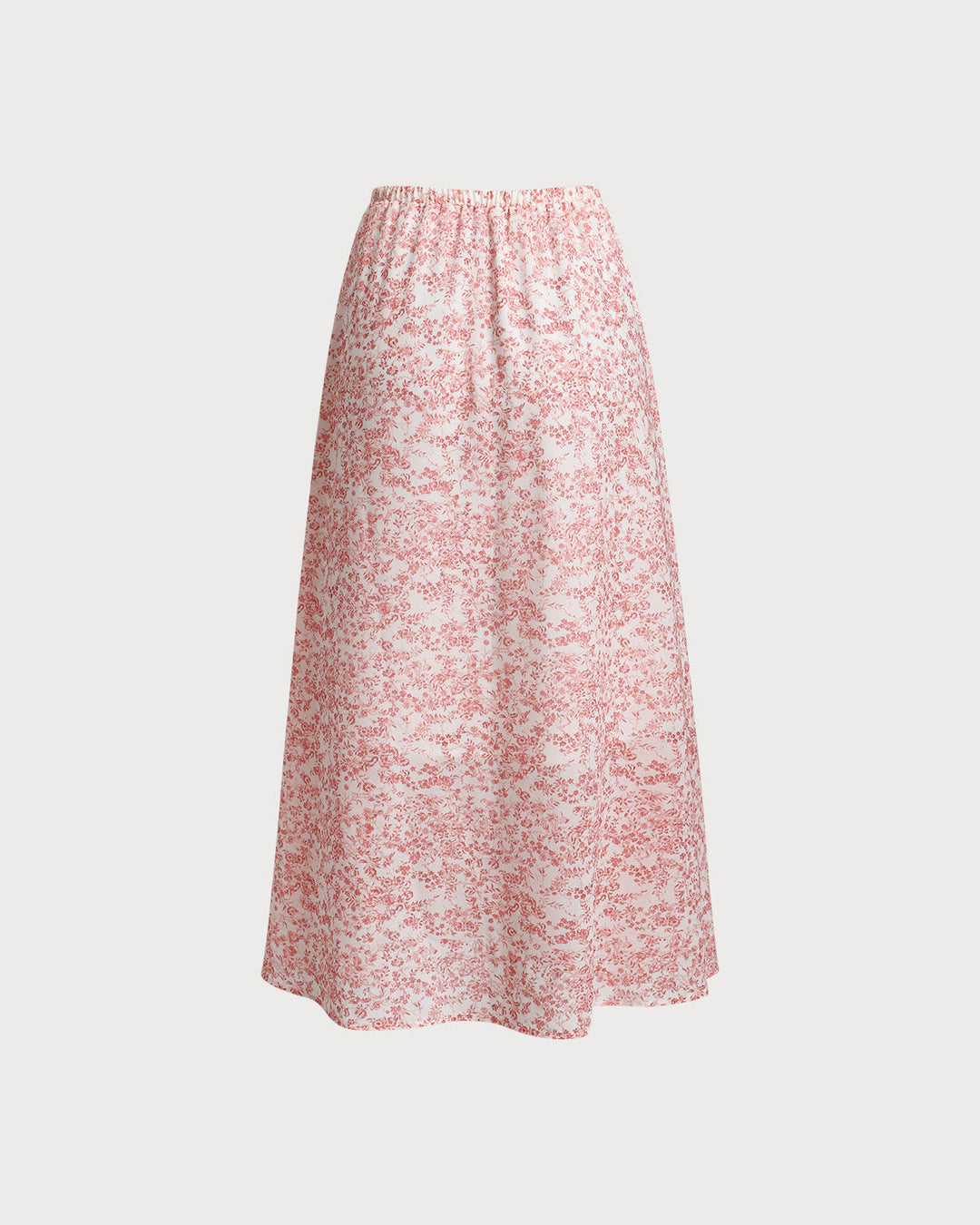 Morgan and Brooke | Floral Elastic Waist Flared Skirt for Women in Pink