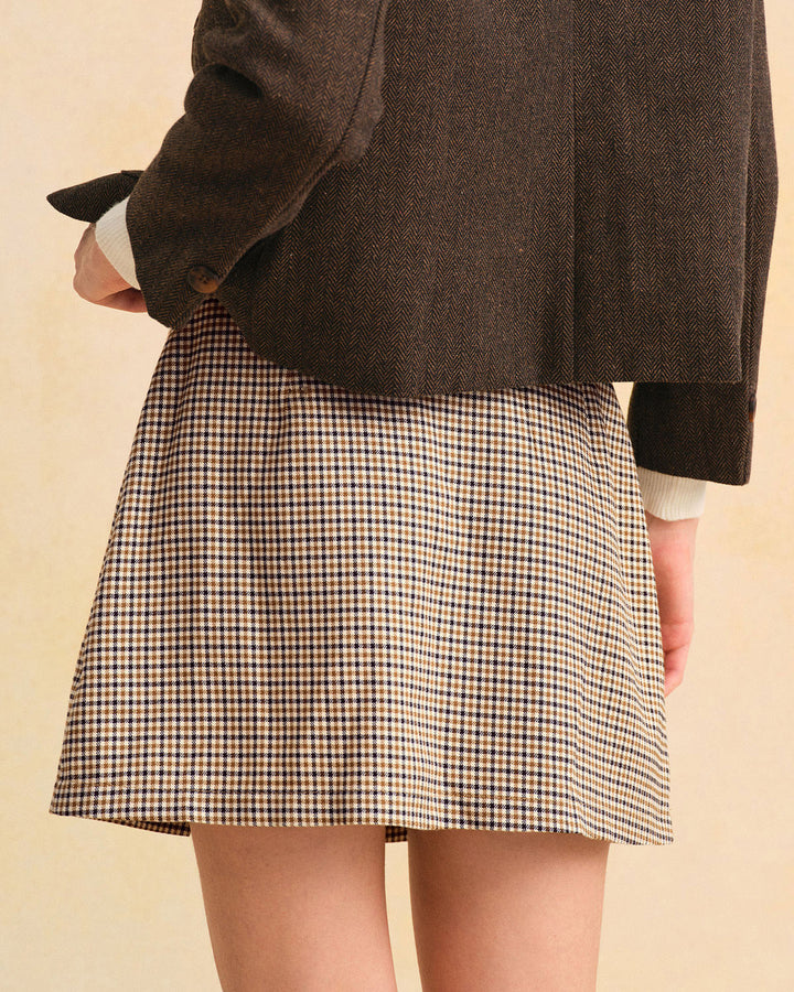 Morgan and Brooke | A-Line Mini Skirt, Khaki Plaid