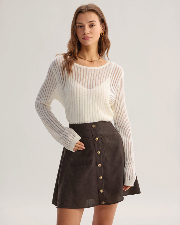 Morgan and Brooke | High Waisted Skirt for Women in Brown