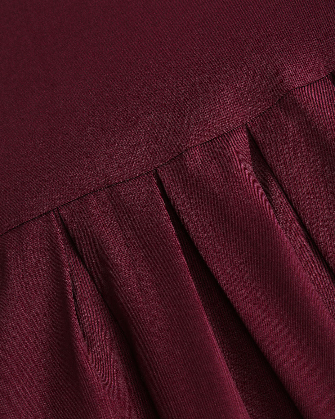 Morgan and Brooke | Natural Waisted Pleated Midi Skirt in Wine Red