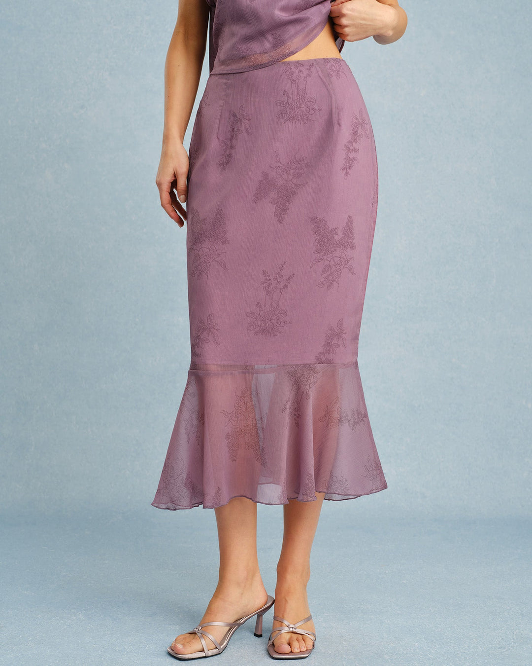 Morgan and Brooke | Floral Midi Skirt for Women in Purple