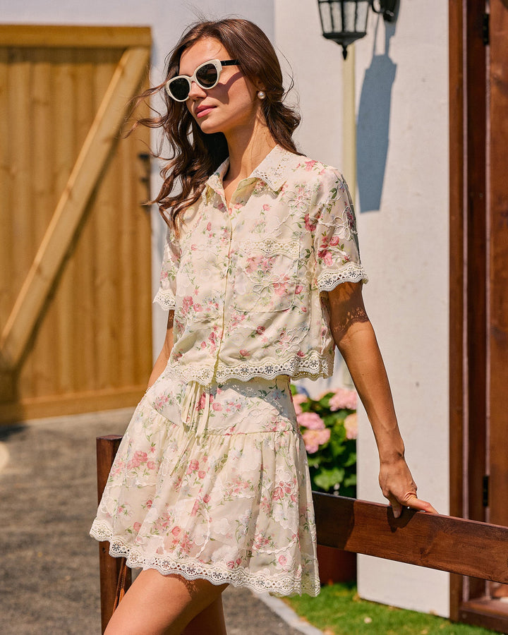 Morgan and Brooke | Floral Lace Mini Skirt