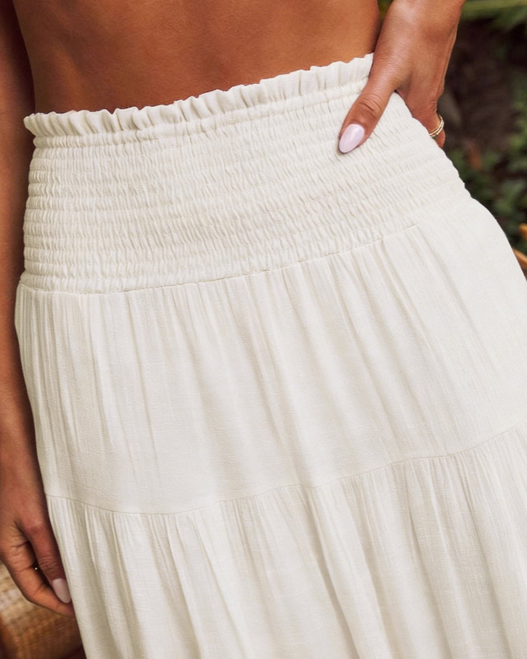 Morgan and Brooke | White Midi Flared Skirt