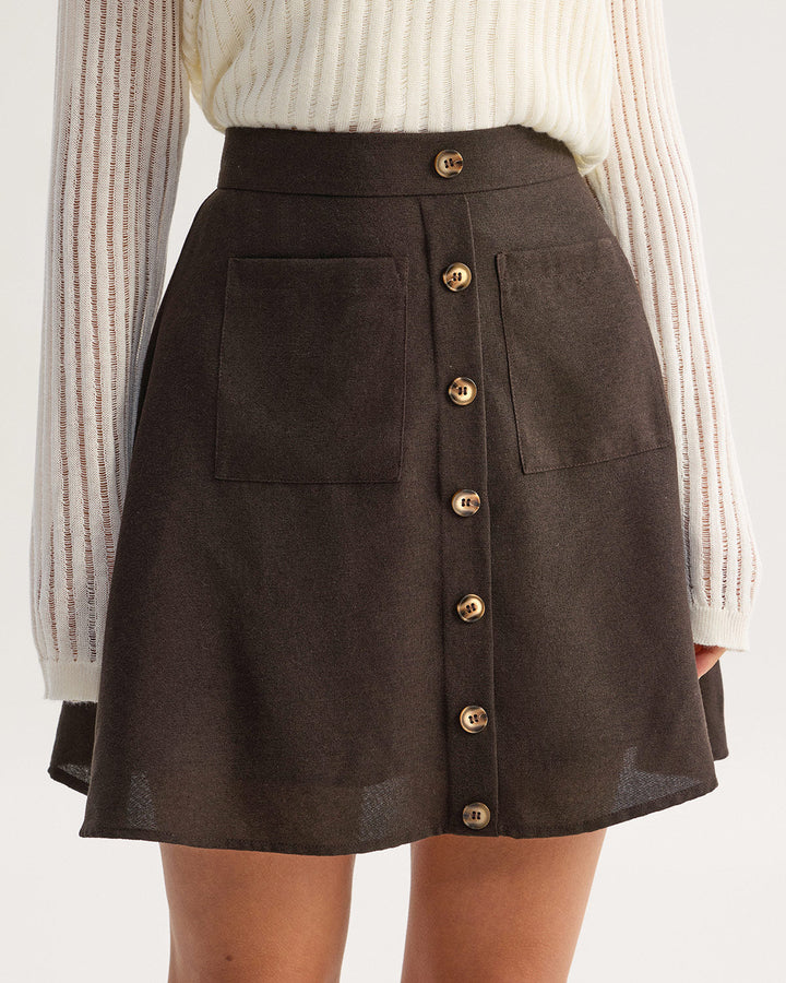 Morgan and Brooke | High Waisted Skirt for Women in Brown