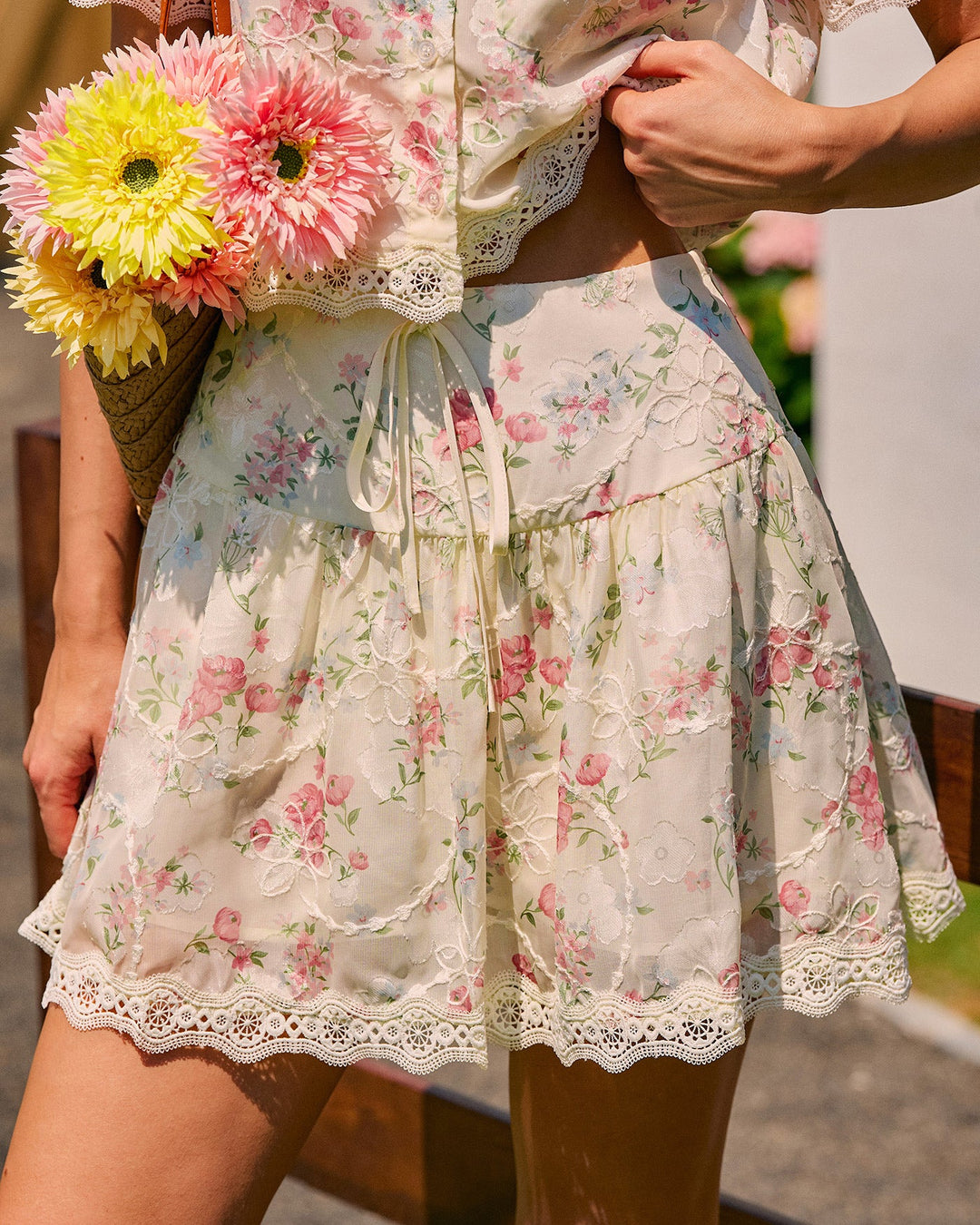 Morgan and Brooke | Floral Lace Mini Skirt