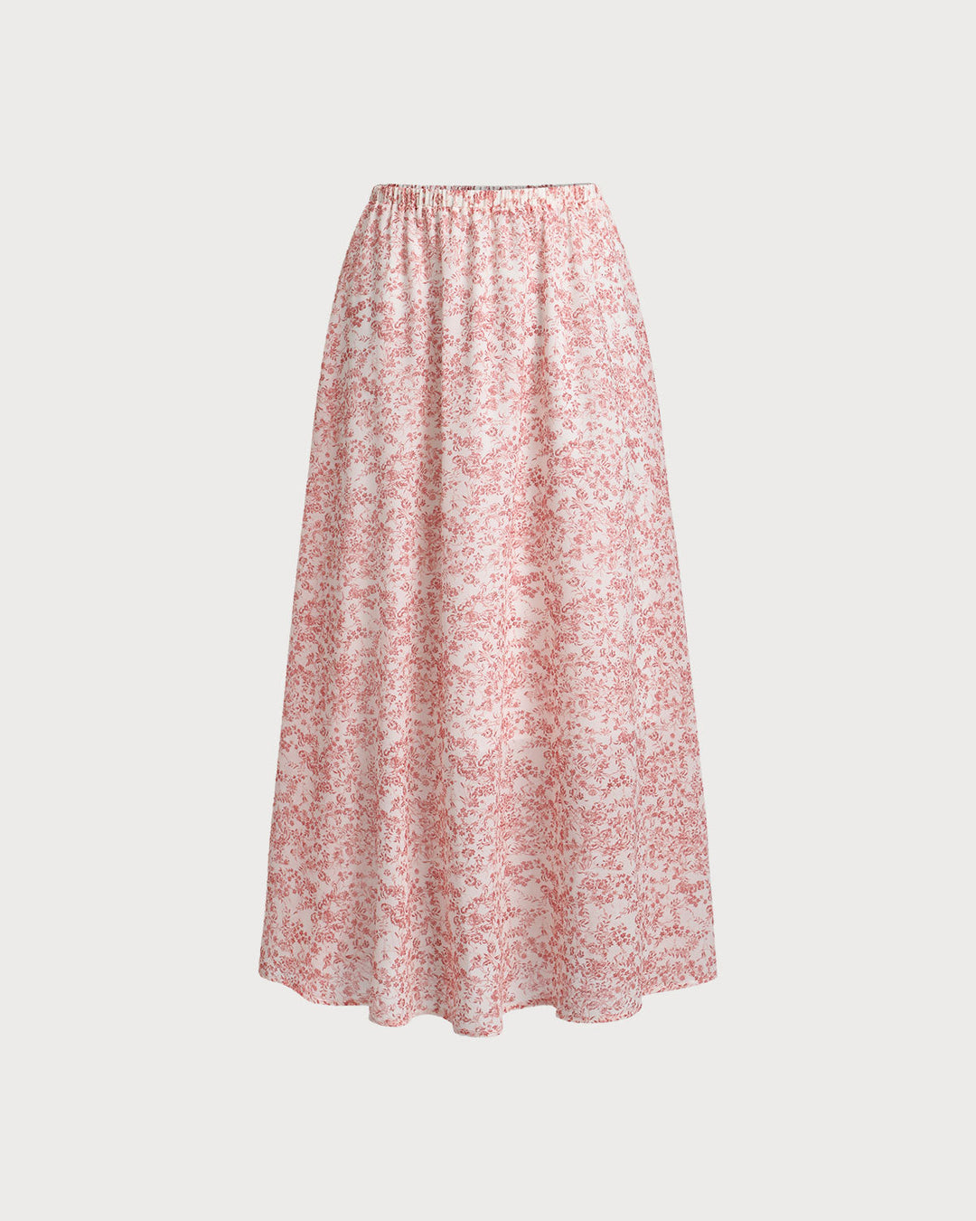 Morgan and Brooke | Floral Elastic Waist Flared Skirt for Women in Pink