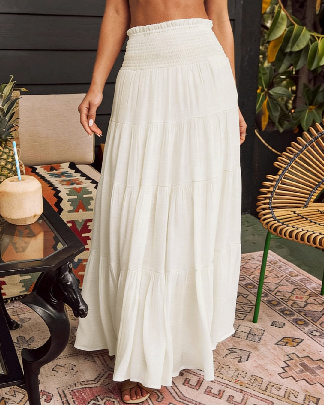 Morgan and Brooke | White Midi Flared Skirt
