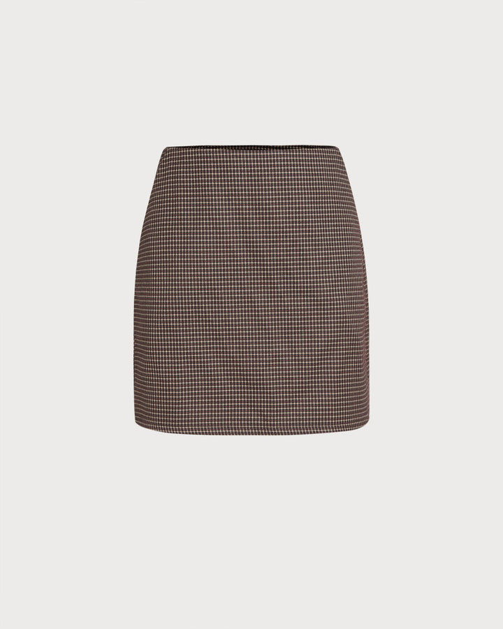 Morgan and Brooke | A-Line Mini Skirt for Women in Coffee Plaid
