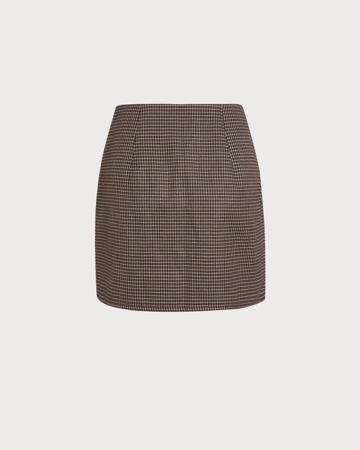 Morgan and Brooke | A-Line Mini Skirt for Women in Coffee Plaid