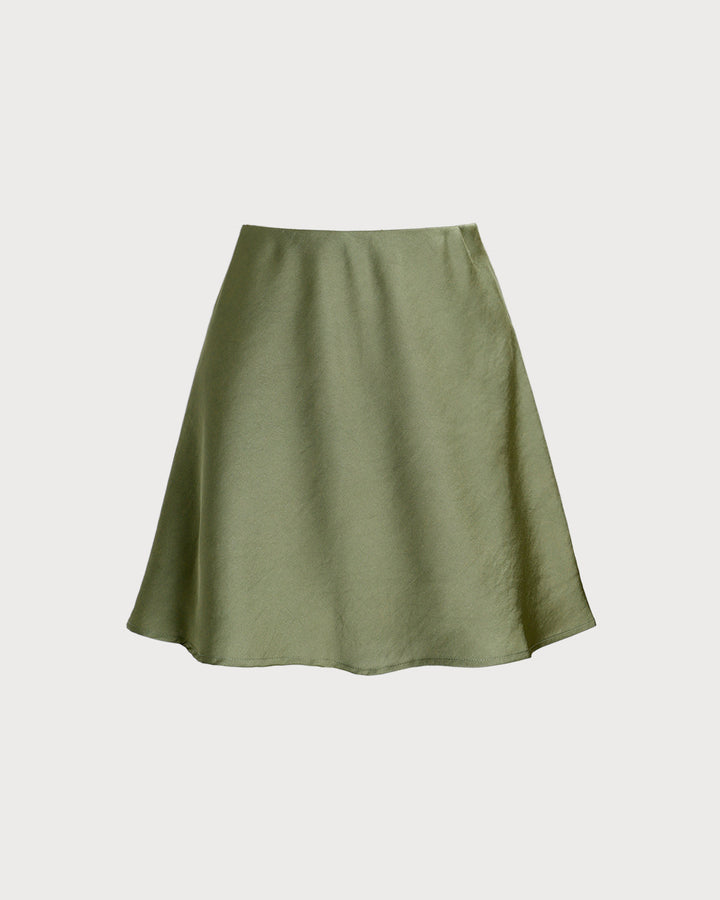 Morgan and Brooke | Green Satin A-Line Mini Skirt