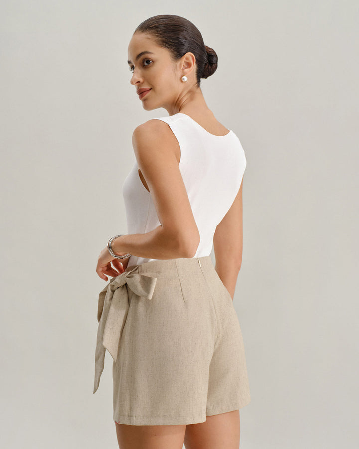 Morgan and Brooke | Khaki Ruched A-Line Skort