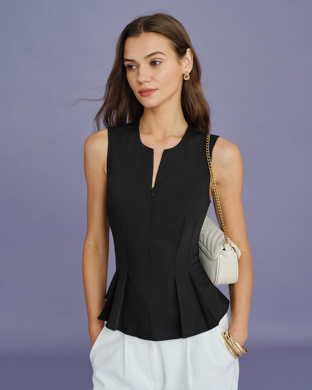 Morgan and Brooke | Black Ruched Tank Top