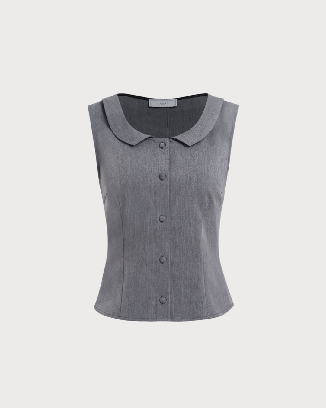 Morgan and Brooke | Grey Collared Button Tank Top