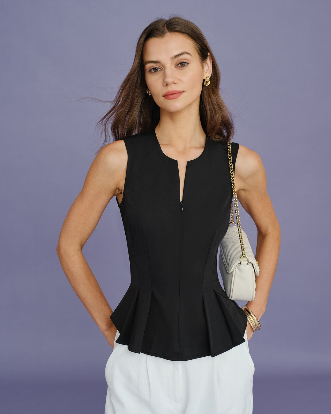 Morgan and Brooke | Black Ruched Tank Top