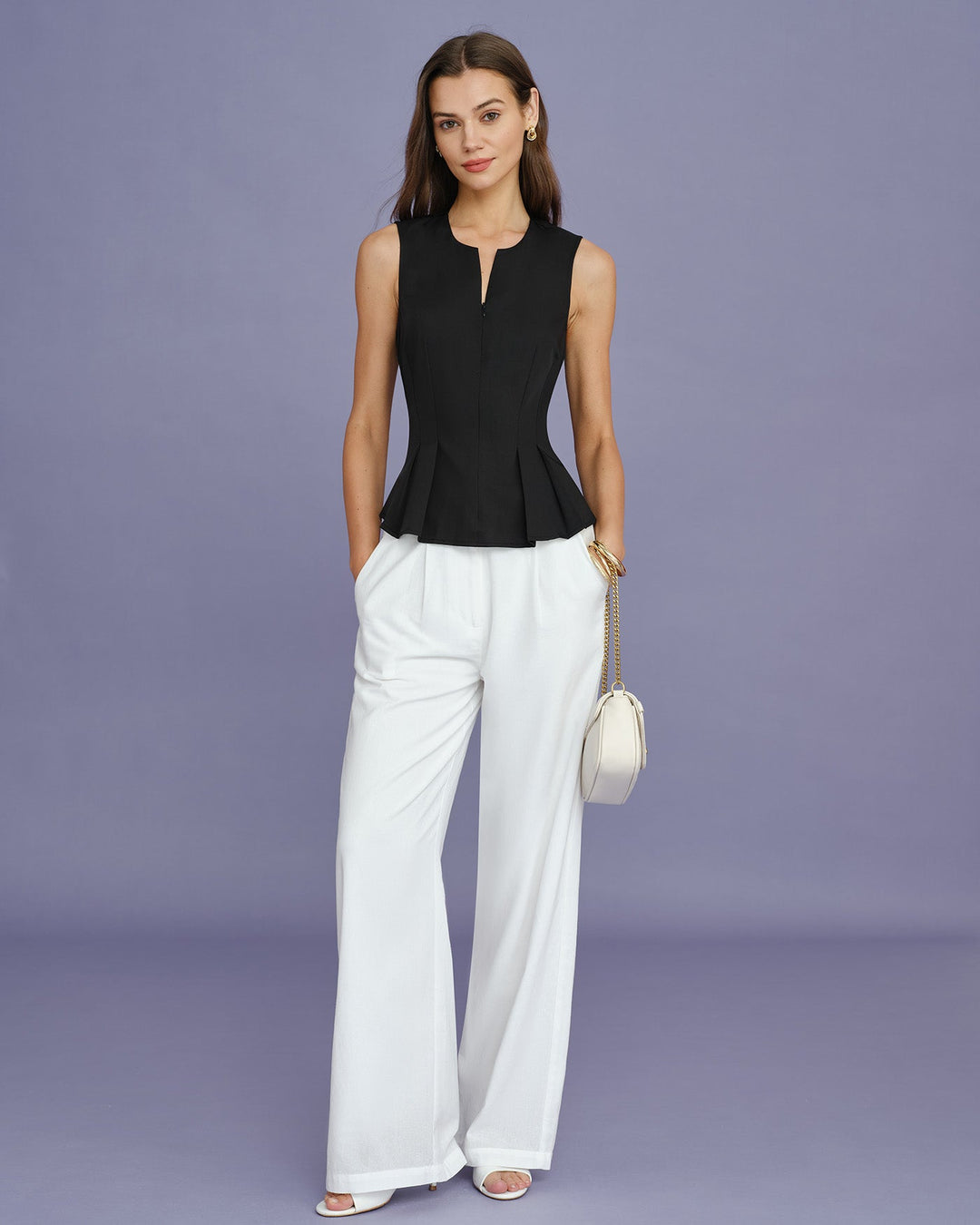 Morgan and Brooke | Black Ruched Tank Top