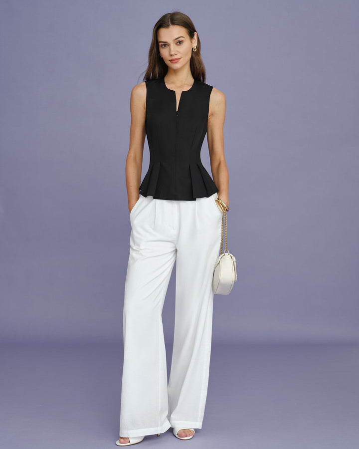 Morgan and Brooke | Black Ruched Tank Top