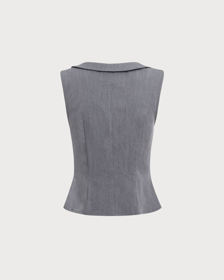 Morgan and Brooke | Grey Collared Button Tank Top