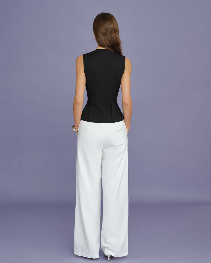 Morgan and Brooke | Black Ruched Tank Top