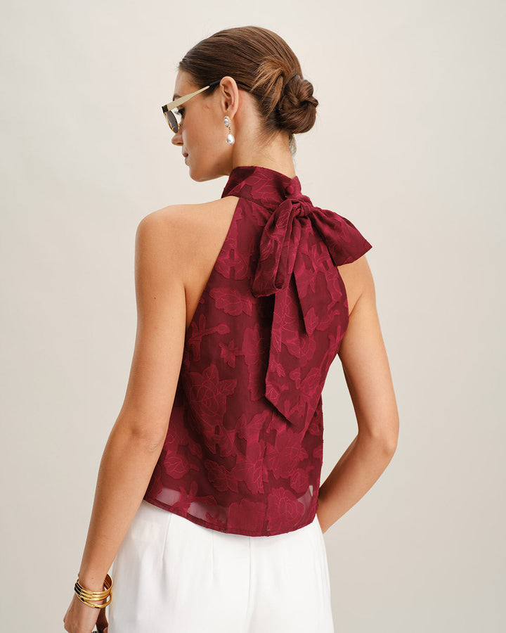 Morgan and Brooke | Floral Tank Top for Women in Wine Red