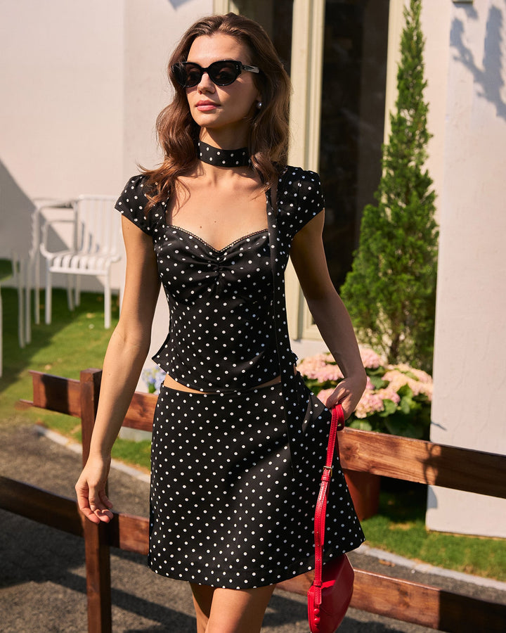 Morgan and Brooke | Black Polka Dot Tie Tee