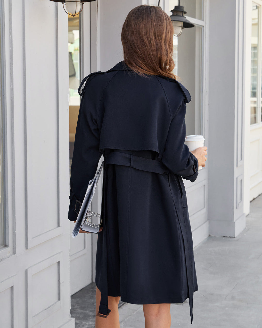 Morgan and Brooke | Navy Belted Trench Coat