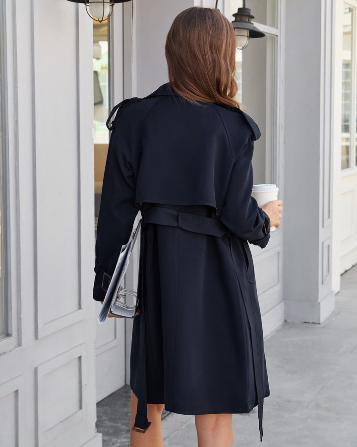 Morgan and Brooke | Navy Belted Trench Coat