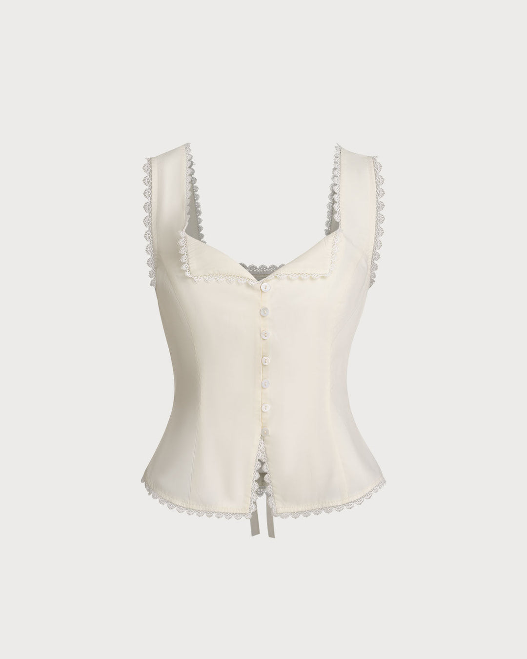 Morgan and Brooke | Beige Lace Tie-Back Vest