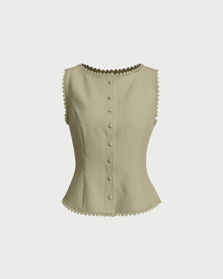 Morgan and Brooke | Green Boat Neck Vest for Women