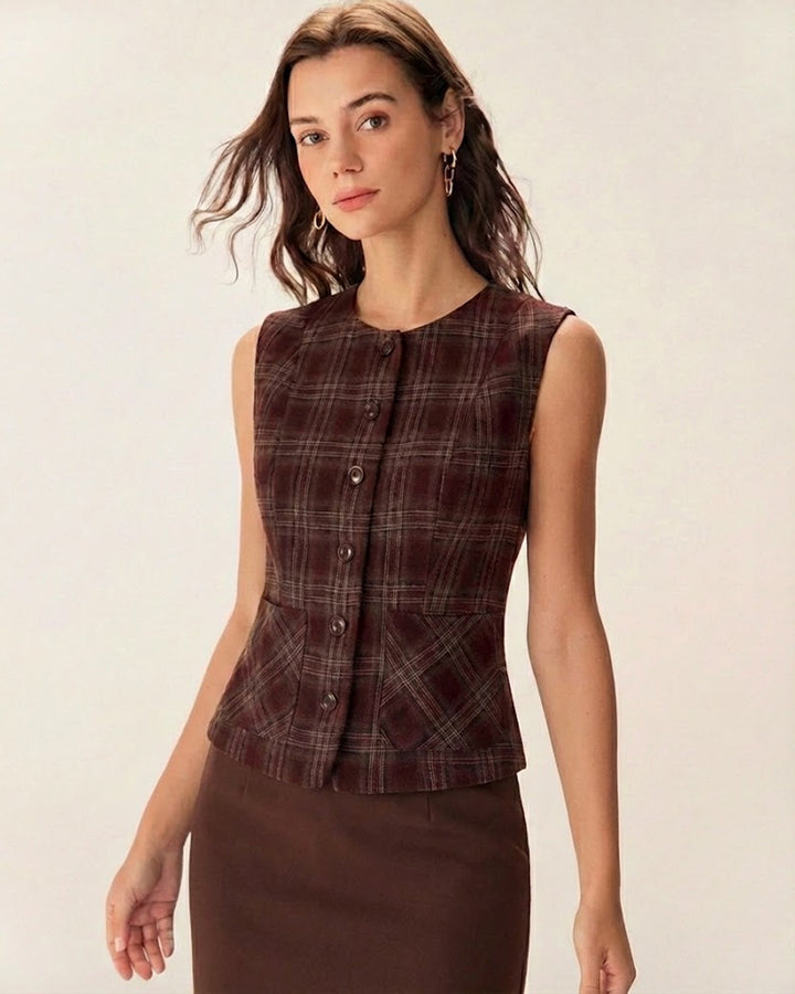 Morgan and Brooke | Wine Red Plaid Vest