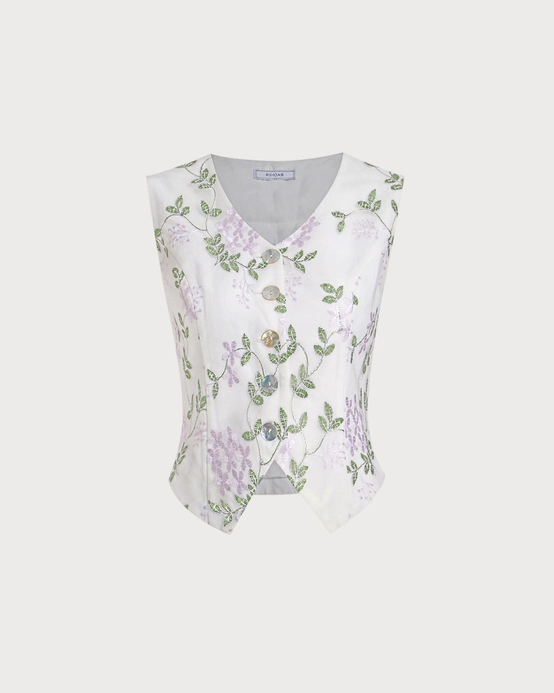 Morgan and Brooke | White Embroidered V Neck Vest