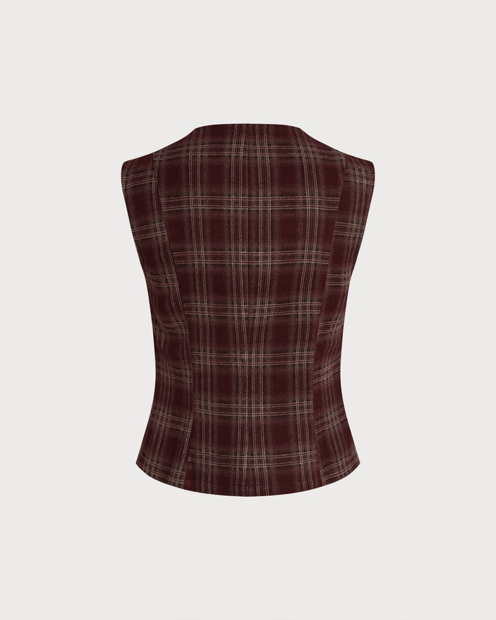Morgan and Brooke | Wine Red Plaid Vest