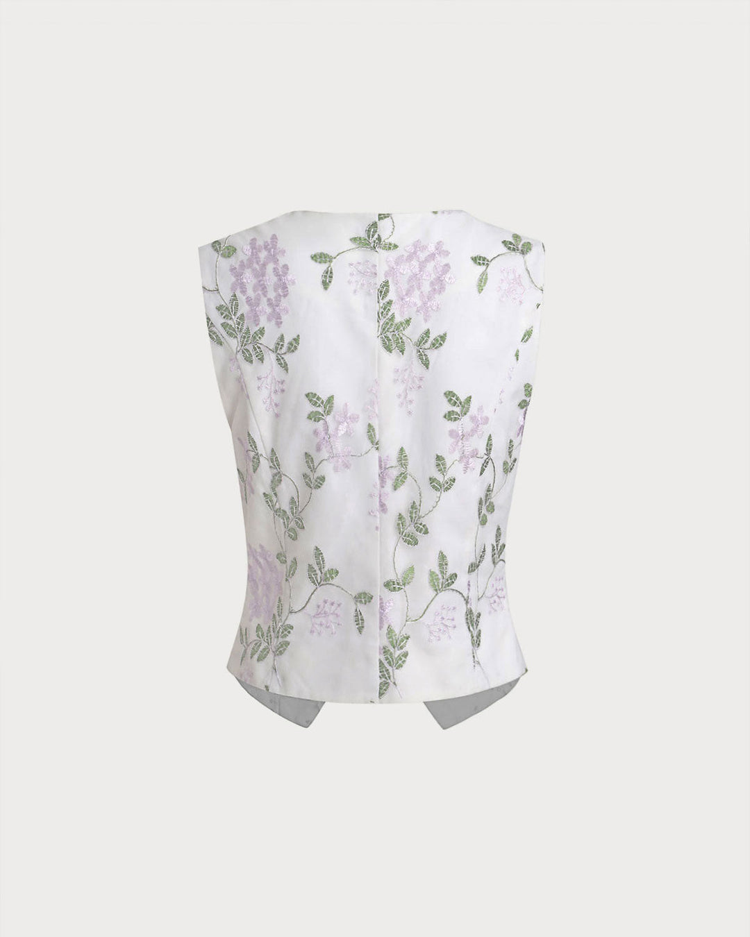 Morgan and Brooke | White Embroidered V Neck Vest