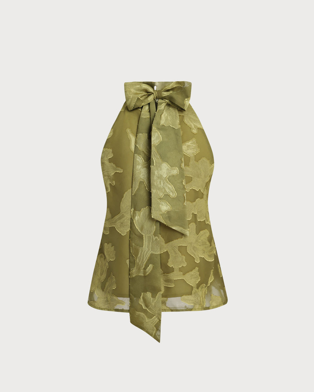 Morgan and Brooke | Floral Turtle Neck Tank Top for Women in Green