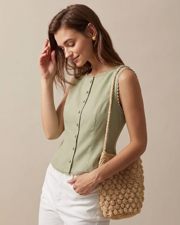 Morgan and Brooke | Green Boat Neck Vest for Women