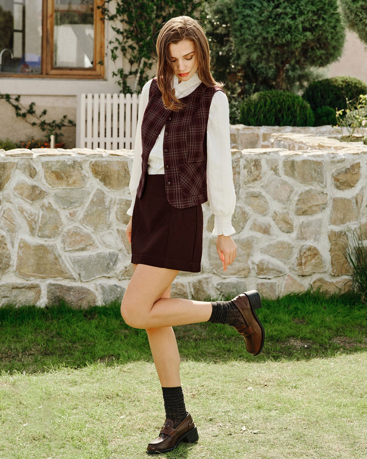 Morgan and Brooke | Wine Red Plaid Vest