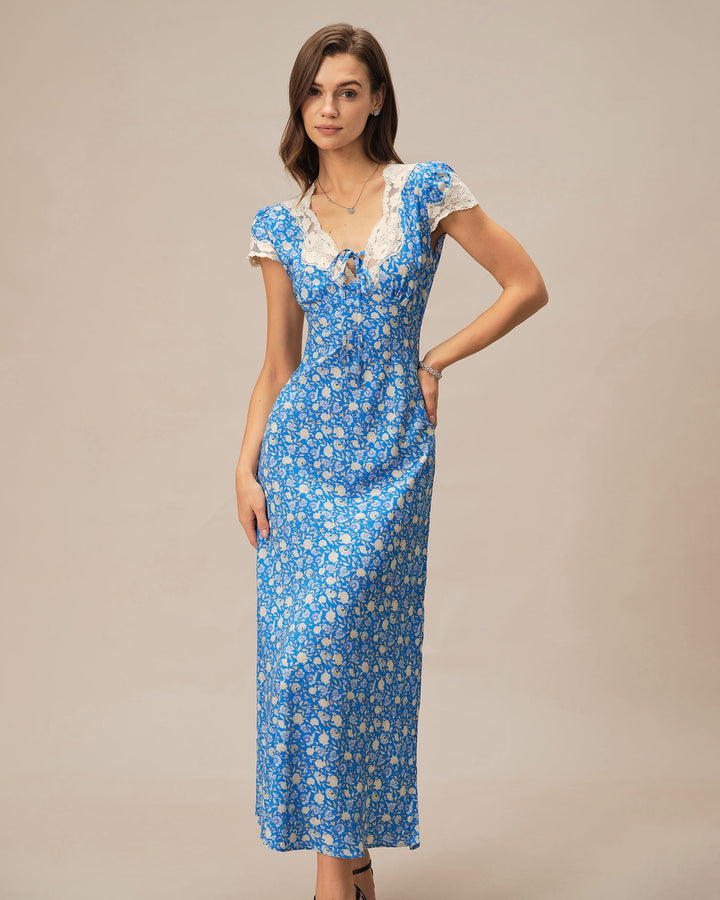 Morgan and Brooke | Floral Maxi Dress for Women in Blue