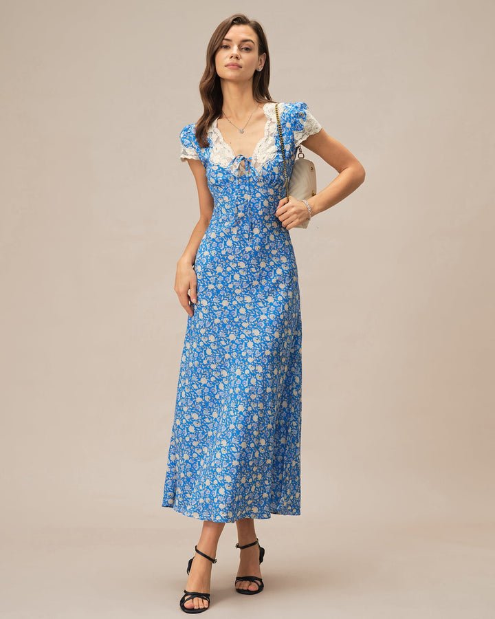 Morgan and Brooke | Floral Maxi Dress for Women in Blue