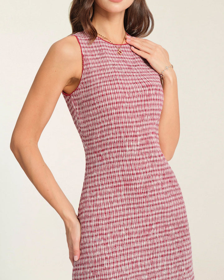 Morgan and Brooke | Ruffle Plaid Mini Dress for Women in Red