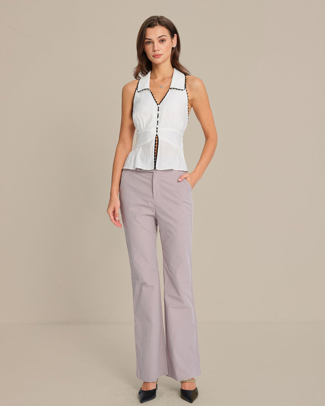 Morgan and Brooke | White Button Tank Top