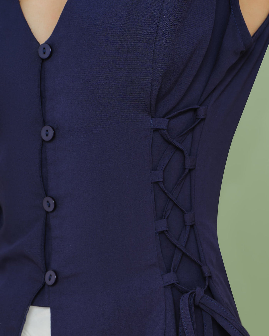 Morgan and Brooke | Navy V Neck Tie Vest